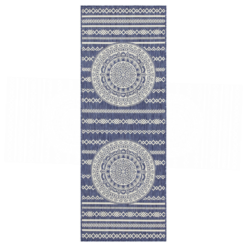 Tapis bleu intérieur / extérieur, Tapis de couloir 2 pi 7 po x 7 pi 3 po