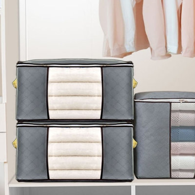 2 Pack Clothes Storage Bags With Durable Handles Thick Fabric
