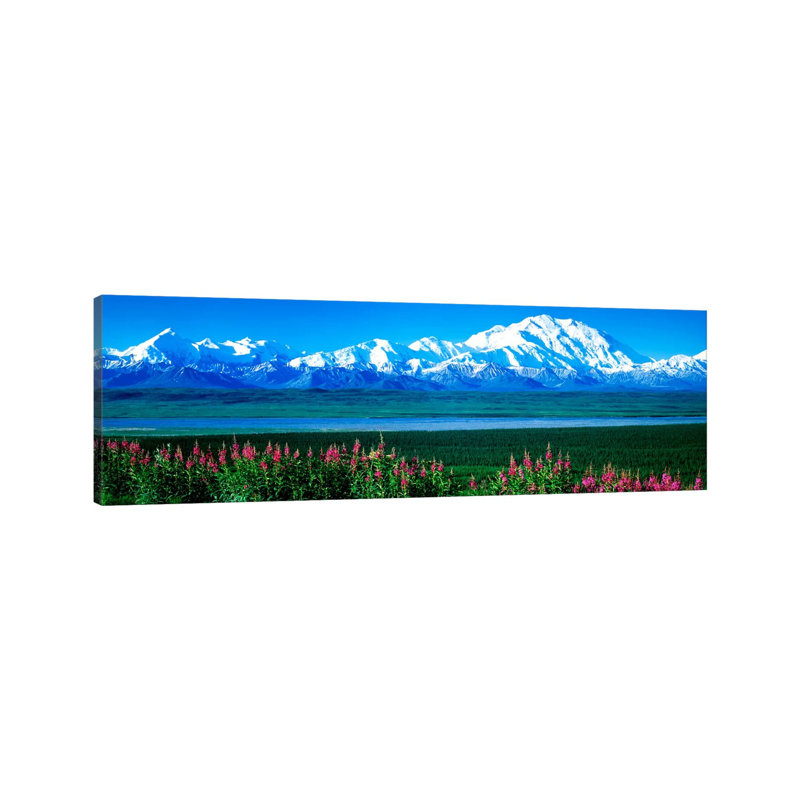 Mountains & Lake Denali National Park AK USA- Gallery-Wrapped Canvas Giclée, 12" H x 36" W