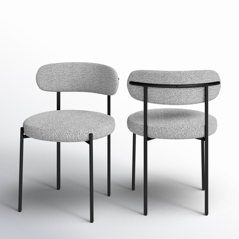 Chaise d'appoint Sherwood, Bouclé gris, Noir mat