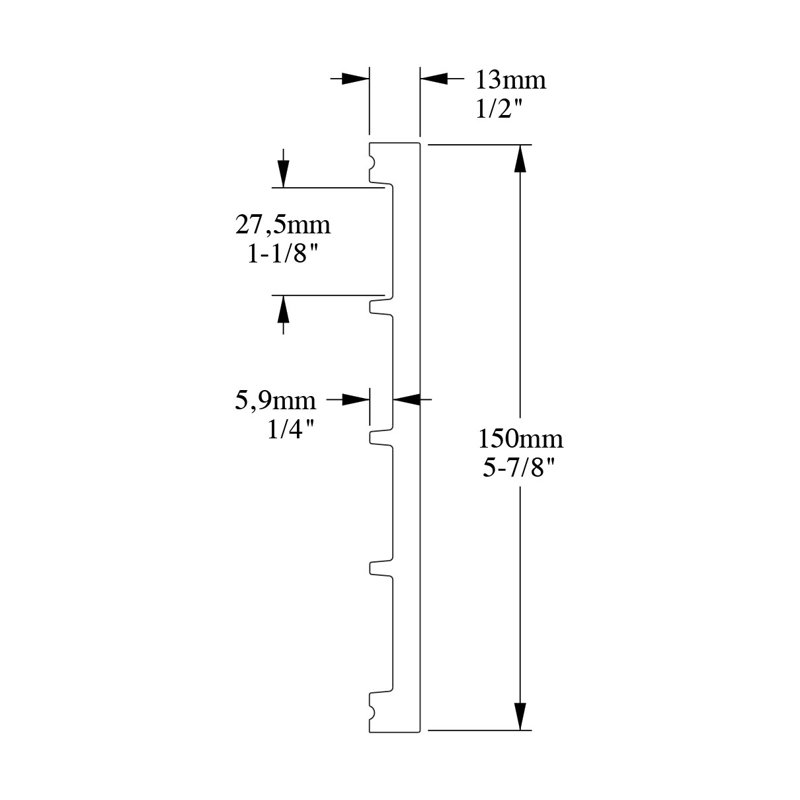 1/2 in D x 5-7/8 in W x 78-3/4 in L Primed White High Impact Polystyrene Baseboard Moulding
