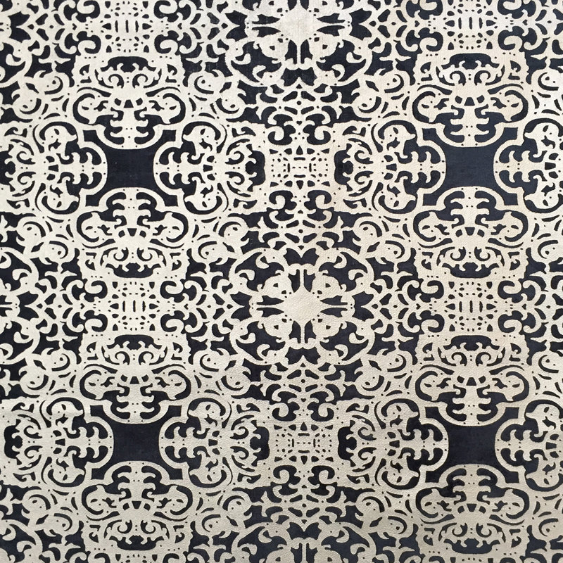 Tissu Petra | Velours traditionnel sur tissu velours | Couleur noire, Noir