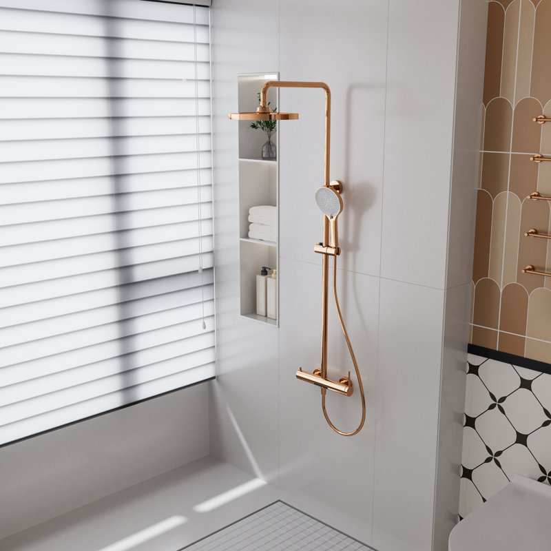 10 inch 3 Function Complete Shower System with Slide Bar 1.6GPM, Rose Gold