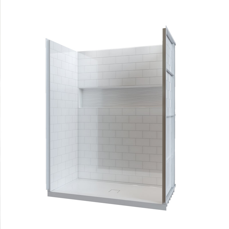 60 in. x 32 in. 4-Piece Direct-to-Stud Alcove Shower Wall Kit in White