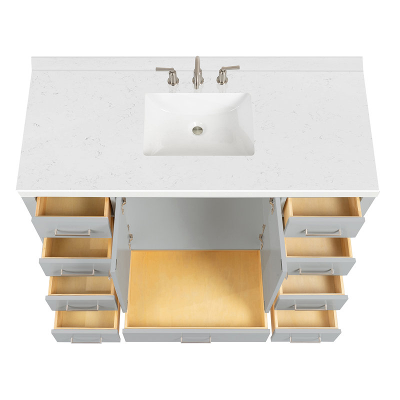 Ensemble de meuble-lavabo double 54 po , Gris / Nickel brossé