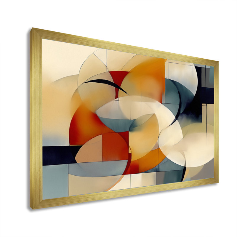 Damore Exploring Abstracted Patterns I - geometric canvas Print, Gold Single Picture Framed, 12" H x 20" W x 1" D