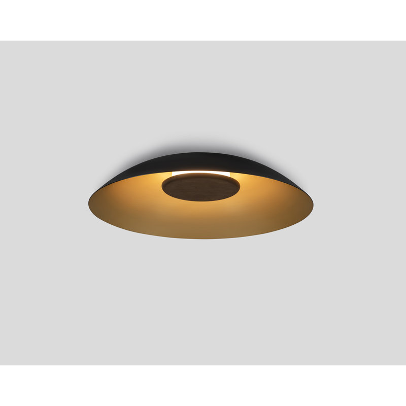 Volo 36" LED Flush Mount, 3000K, Black, Dark Stained Walnut Disc