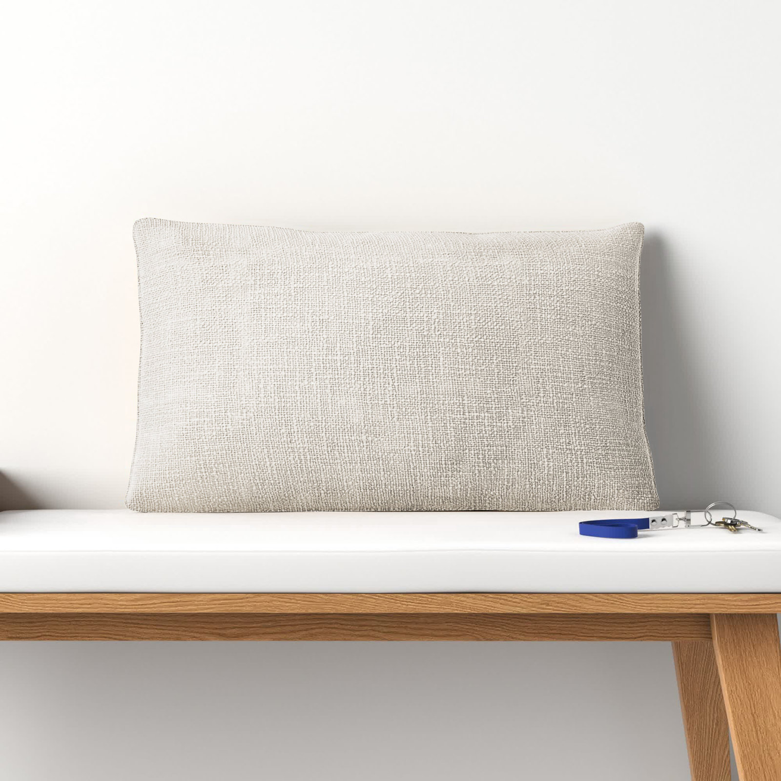 Ruzmira Cotton Lumbar Throw Pillow, White