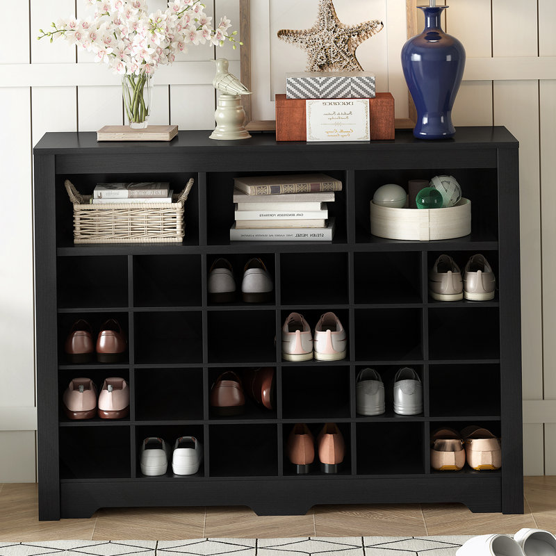 Armoire à chaussures moderne avec base incurvée, buffet polyvalent de haute qualité, Noir