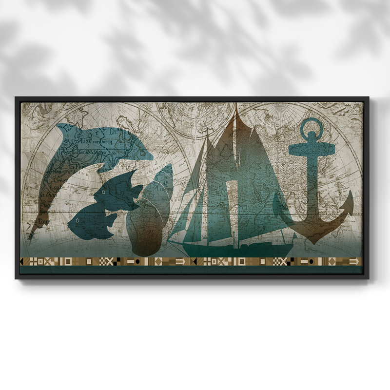 To the Sea - Toile tendue avec châssis tendue, prête à être accrochée, H 17 po x l 33 po, Noir, noir, noir, noir