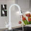 White Kitchen Tap Lead-Free Pull Out Spray Mixer Tap Swivel 1-Lever Pause Button