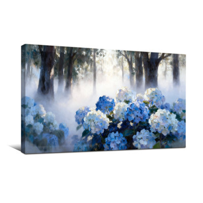 Plants &Flowers Blue Flowers In Misty Forest Scene