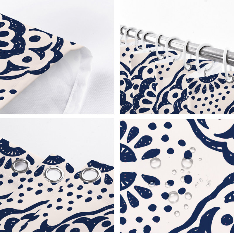 Damask Shower Curtain with Hooks Included