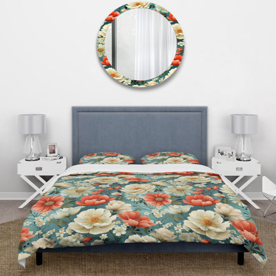 Retro Blooms Pastel Colors V Duvet Cover