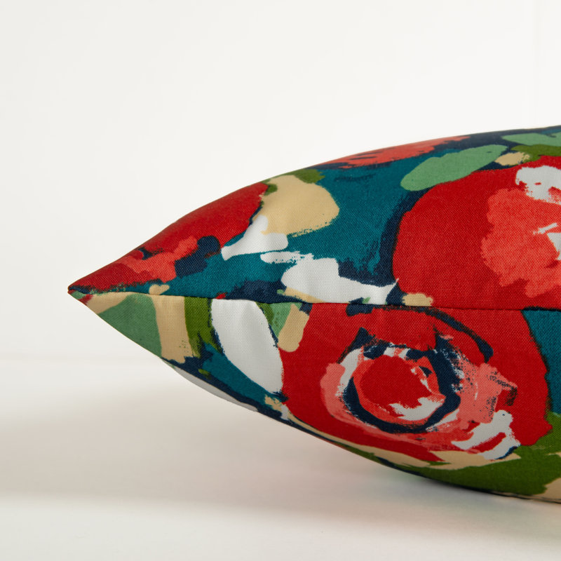  Coussin décoratif floral intérieur / extérieur en polyester, Bleu / vert
