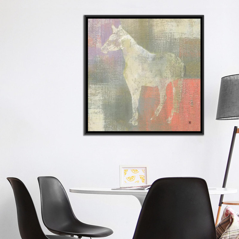 « crépuscule pony », impression sur toile, H 18 po x l 18 po x P 1,5 po, Toile avec cadre noir, Pas de tapis