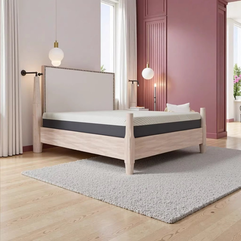 Omne Sleep Twin Medium Firm Gel Memory Foam Tight Top 10 Inch Mattress with Anti-Microbial Cover, Black & Gray, Twin, 10"