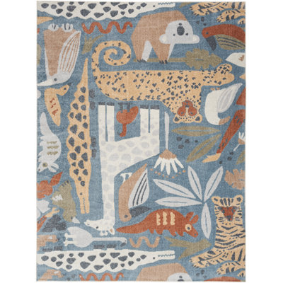 Maycon Machine Washable Animals Multicolor Rug