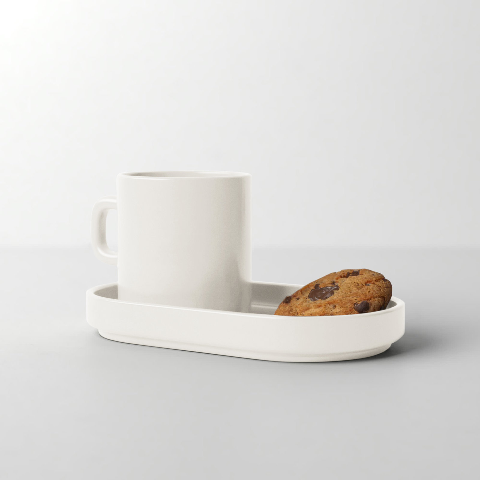 PILAR Stoneware Espresso Cup with Tray, Moonbeam