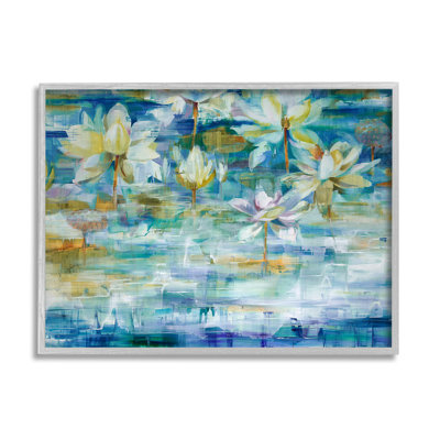" Lotus Water Lilies Modern Pond " by Liz Jardine