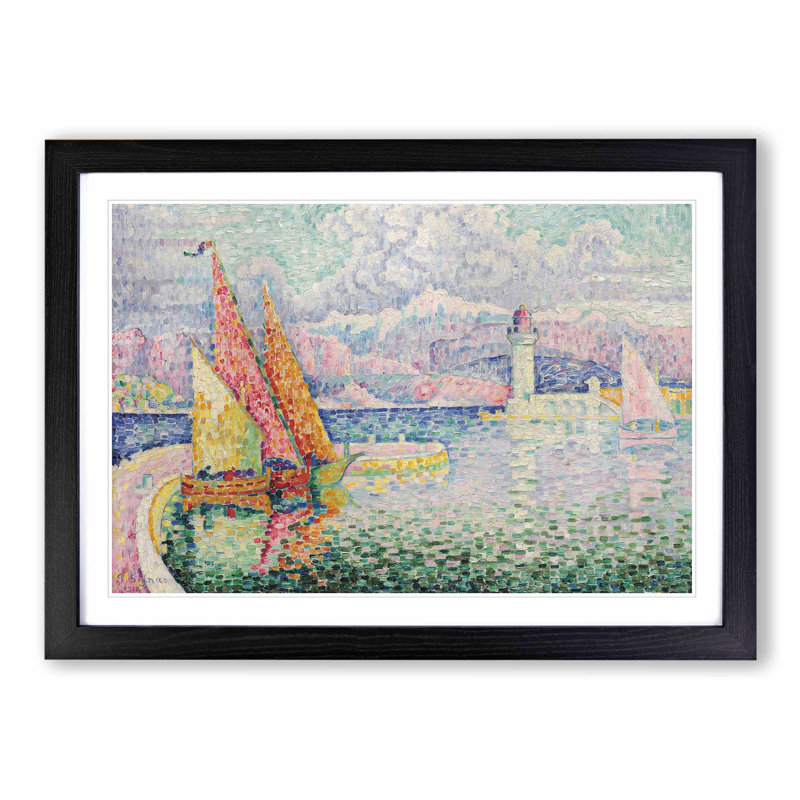 Port of Le Musior by Paul Signac - Framed Print, 48cm H x 65cm W x 2cm D, Black Framed