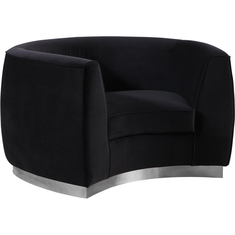 Breccan Velvet Armchair, Black Velvet, Silver