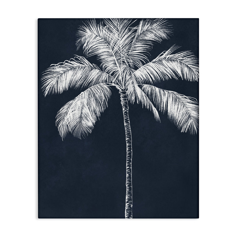 «Blue Palm Tree», art mural par Leah Noel Art, H 20 po x l 16 po