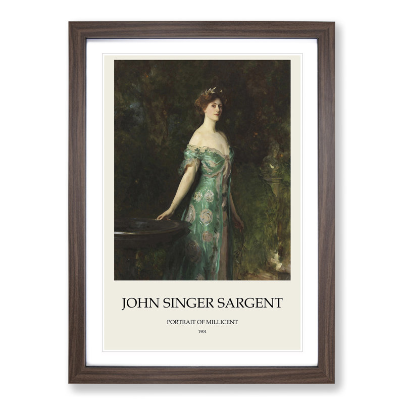 Portrait of Millicent Leveson Print by John Singer Sargent - Picture Frame Painting, 36cm H x 27cm W x 2cm D, Walnut Framed