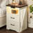 Aeliana Farmhouse Nightstand with Charging Station and LED Lights, 2 Drawers Bed Side Table for Bedroom, Living Room（Set of 2）-1713389800-1719049705