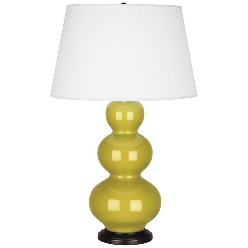 Lampe de table triple gourde 32,75 po, Citron / bronze patiné foncé, Bronze patiné foncé
