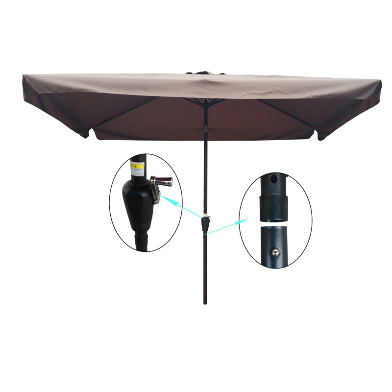 Parasol de patio rectangulaire 10 x 6,5 pi avec manivelle et inclinaison à bouton-poussoir pour une ombre et un confort extérieur