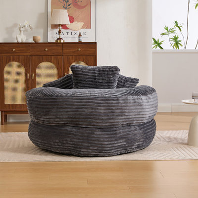 Fauteuil à billes, fauteuil à billes pour adultes, enfants, fauteuil à billes surdimensionné en velours côtelé avec 3 coussins et accoudoirs, fauteuil à billes et canapé paresseux avec rembourrage en mousse pour chambre à coucher