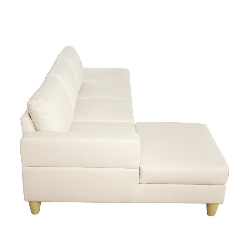 Canapé modulaire et chaise longue en similicuir de 102 po Kerriana, Accoudoir à gauche (vu de face), Similicuir crème