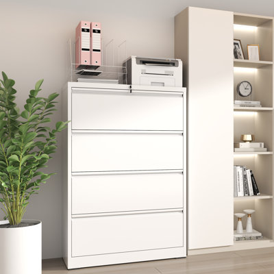 35.43"W 4 Drawer Metal Lateral File Cabinet with Lock for Home Office - A4/Letter/Legal Size by Inbox Zero