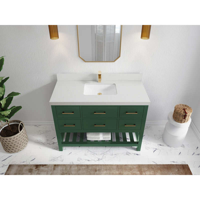Parker 48'' Single Bathroom Vanity with Top, Carrara Quartz