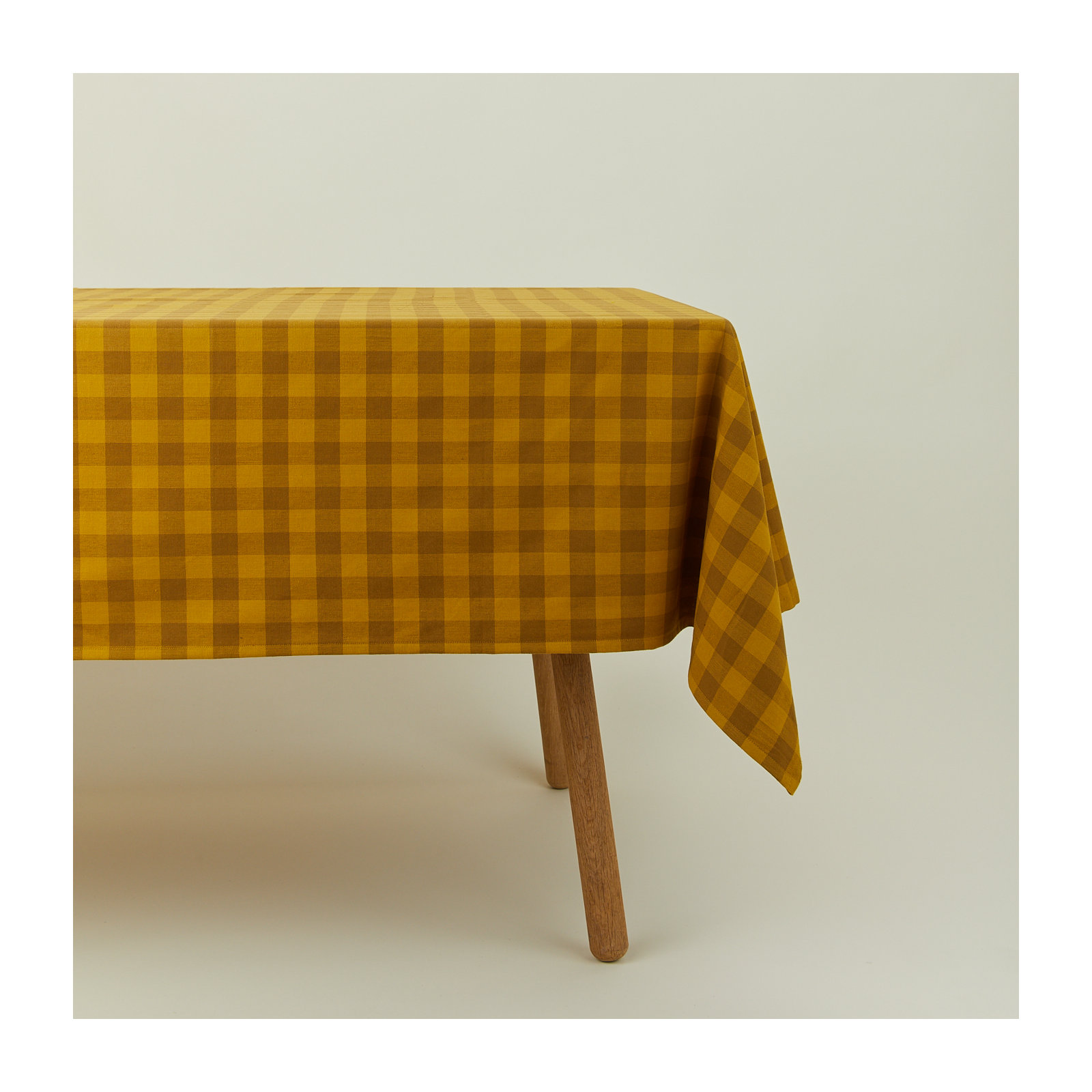 Essential Gingham Tablecloth, Mustard/Bronze