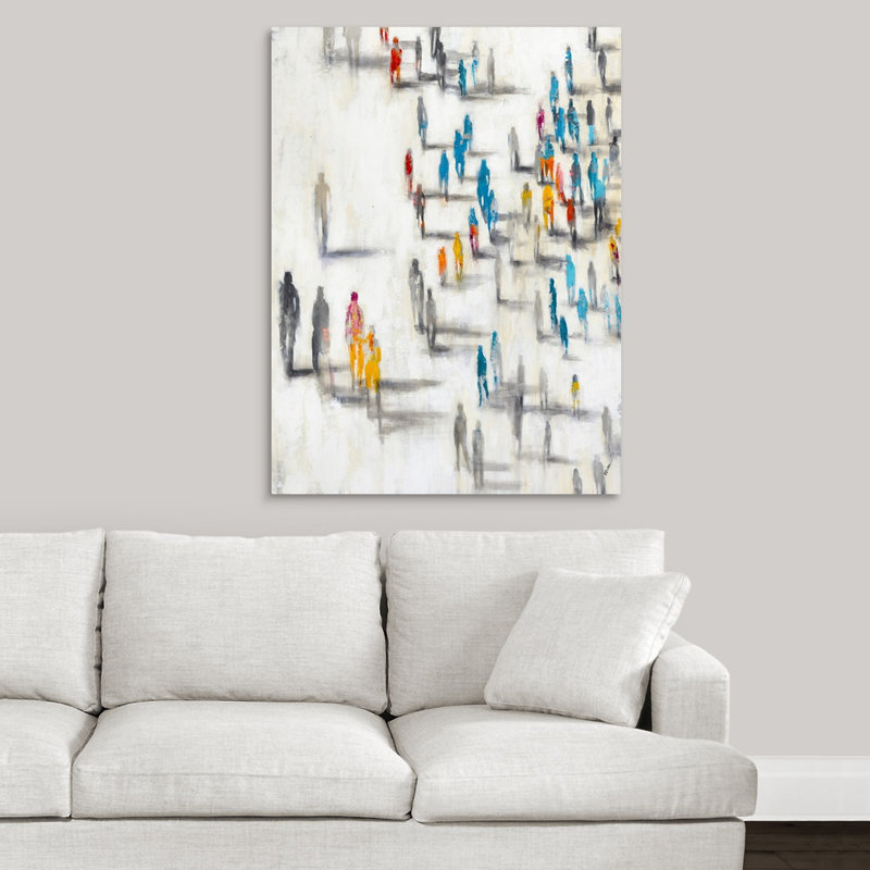 «Past and Présent City», peinture sur toile, Toile tendue, H 40 po x l 30 po x p 1,25 po