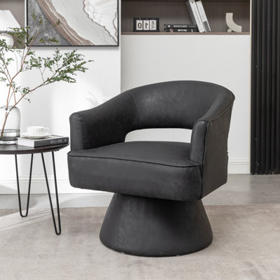 Kenzlee Upholstered Swivel Barrel Chair