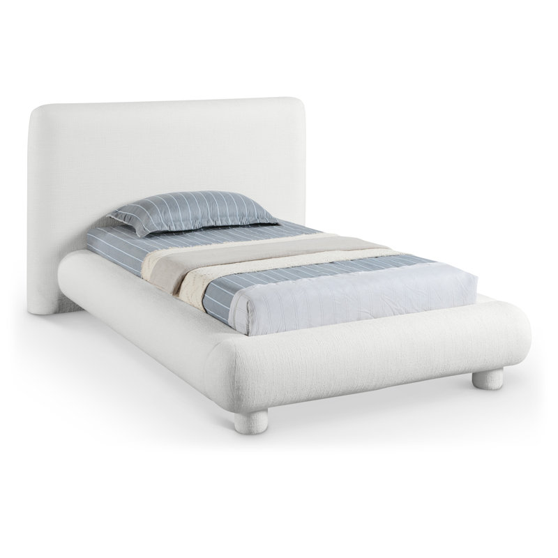 Lit en tissu Huckstep, Simple, Tissu de polyester crème