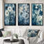 «Blooming Anemones Flowers Blue Vintage Botanical», 3 pièces sur toile-648385531-648385533