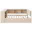 Lits doubles modernes avec rangement multifonctionnel, fabrication en bois, revêtement crème, utilisation à la maison