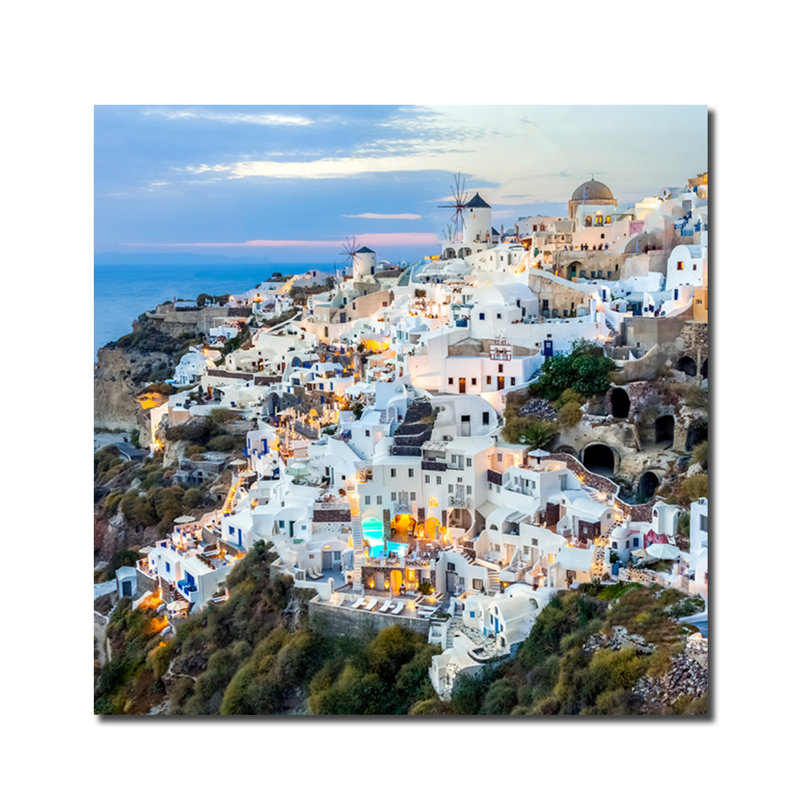Santorini - photographie sans cadre, H 36 po x l 36 po x P 1,5 po, Aluminium