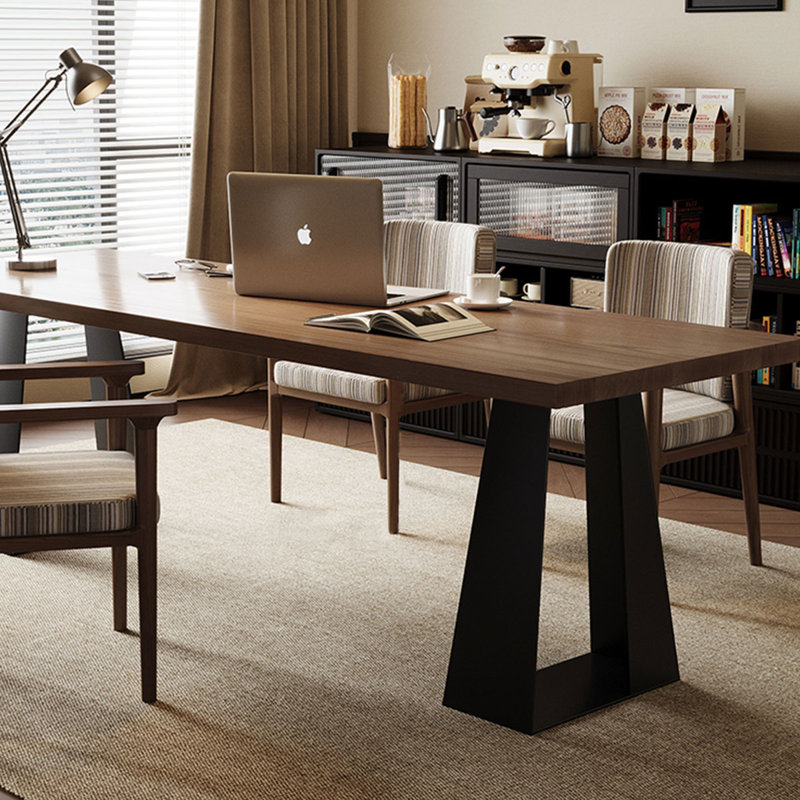 Brown Rectangular Solid Wood desk, 29.53" H x 94.49" W x  23.62" D