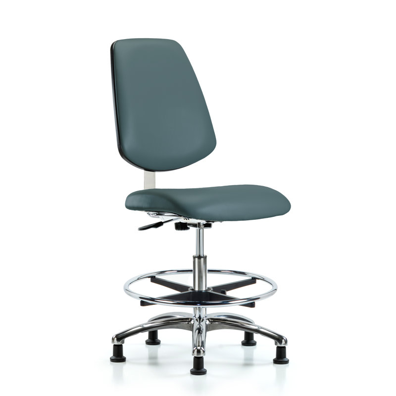 Anais Vinyl Drafting Chair, Colonial Blue, Glides