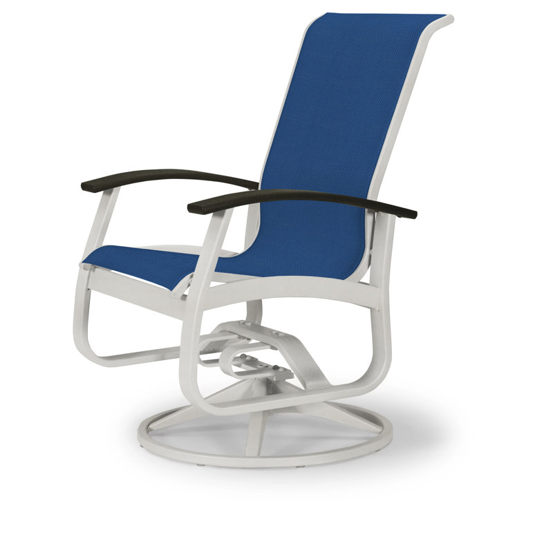 Chaise de patio pivotante Askar, Noir P70, Neige texturée, Cobalt 35D Sunbrella®