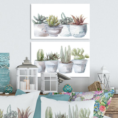 Cactus And Succulent House Plants II " Cactus And Succulent House Plants II " 2 - Pieces Painting Print