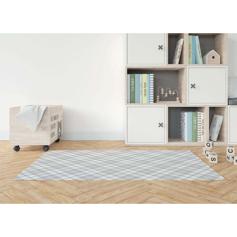 Diamond Plaid Kids Play Mat, Gray, Rectangle 36" x 60"