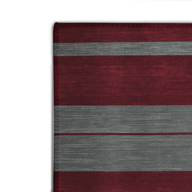 HorizontalStripes Red Indoor and Outdoor Area Rug, Rectangle 2' x 3'