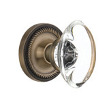 Rope Rosette with Oval Clear Crystal Door Knob
