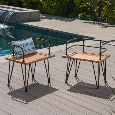 Chaise industrielle en bois et métal (ensemble de 2)